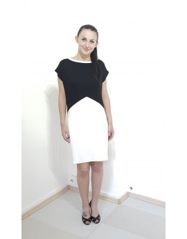 Iza Fabian, Elegante Kleid In Schwarz, Weiss, V Design, Jersey.