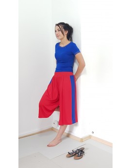 Lockere Jersey Hose in Rot und Royal Blau, Damen,Designer, Iza Fabian.