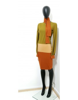 Iza Fabian, Retro Style, Designer Kleid in Herbst Farben.