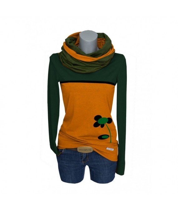 Iza Fabian, Hoodie Set mit Loop, Ocker , Grün, Blume.