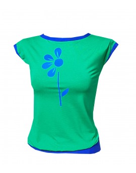 Iza Fabian Shirt Viskose Blume Grün Royal Blau