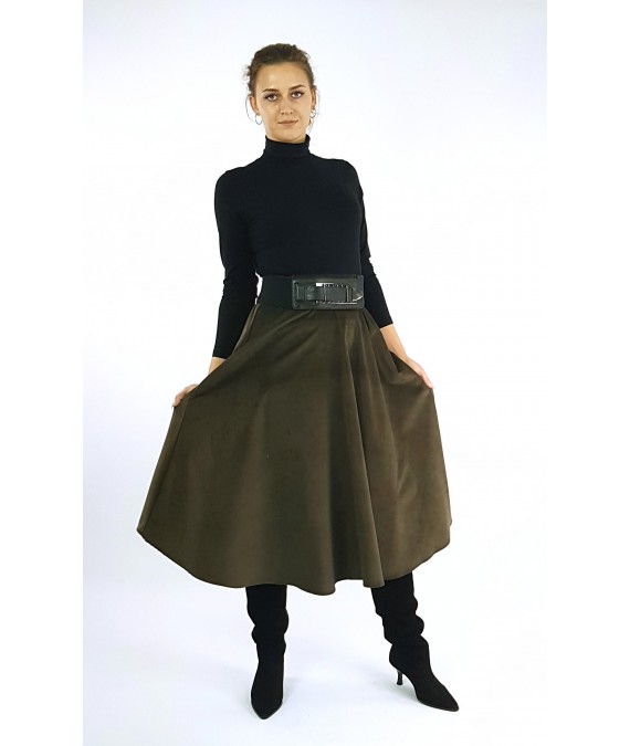 Cord-Rock, A Linie mit bereiten Bund, Khaki, Iza Fabian.