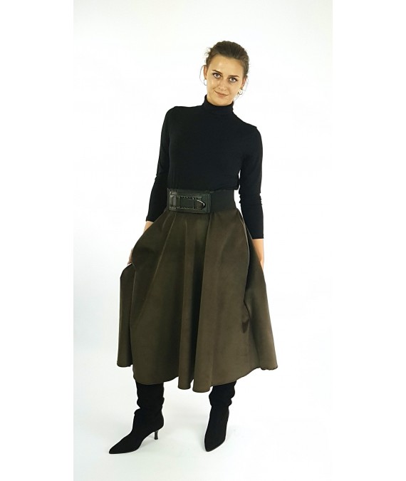 Cord-Rock, A Linie mit bereiten Bund, Khaki, Iza Fabian.