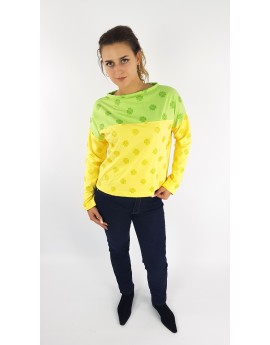Sweater in Gelb und Grün, Klee Muster, Iza Fabian.