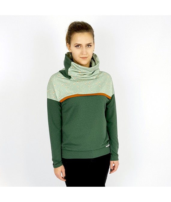 Damen Pullover Hoodie mit Blumen in Grün von Iza Fabian