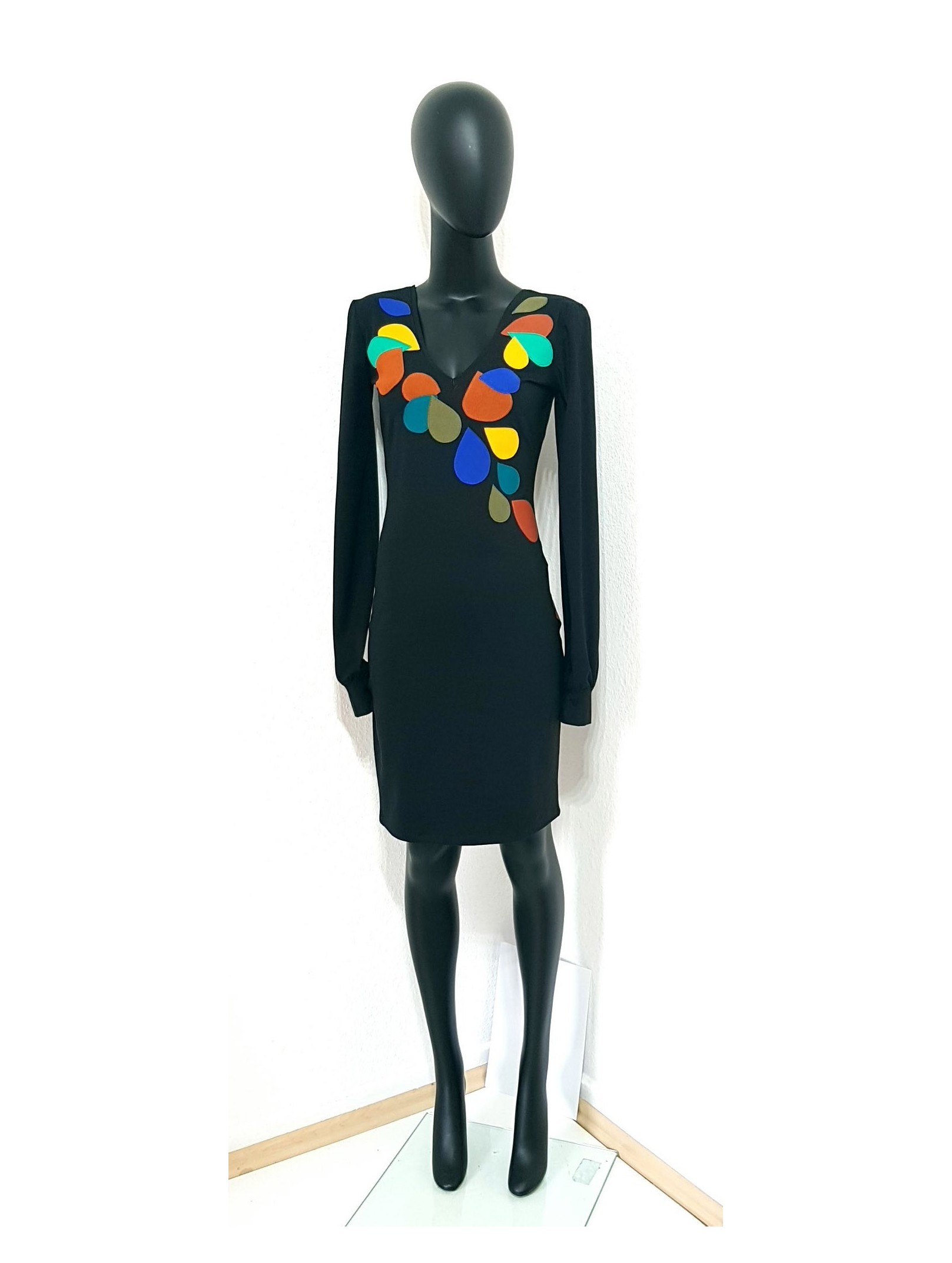 Iza Fabian, Elegante Kleid mit Bunten Blüten , A3 Iza Fabian, Elegante Kleid mit Bunten Blüten , A3