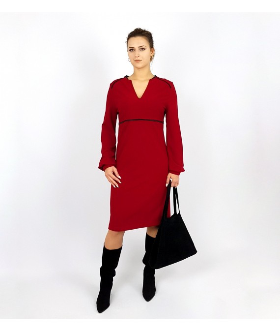 Rotes, Elegantes Kleid mit Schlitz, Iza Fabian.
