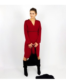 Rotes, Elegantes Kleid mit Schlitz, Iza Fabian.
