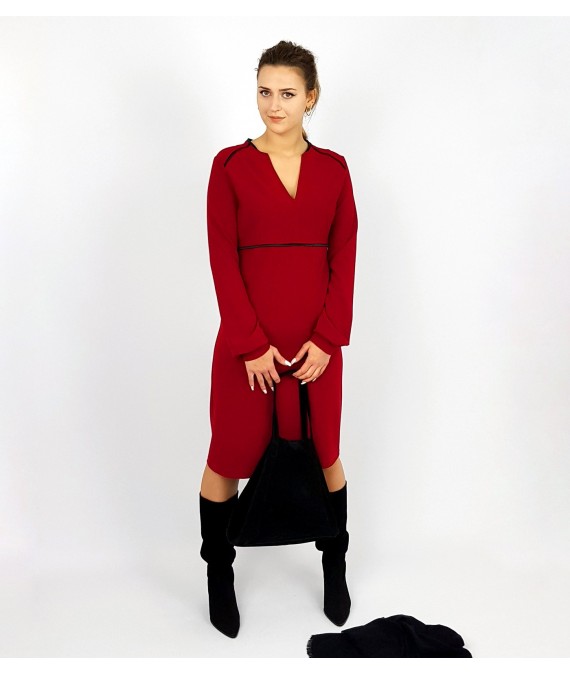 Rotes, Elegantes Kleid mit Schlitz, Iza Fabian.