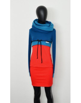 A2- Iza Fabian SET + KLEID + LOOP - rot blau petrol punkte blumen damen kleider