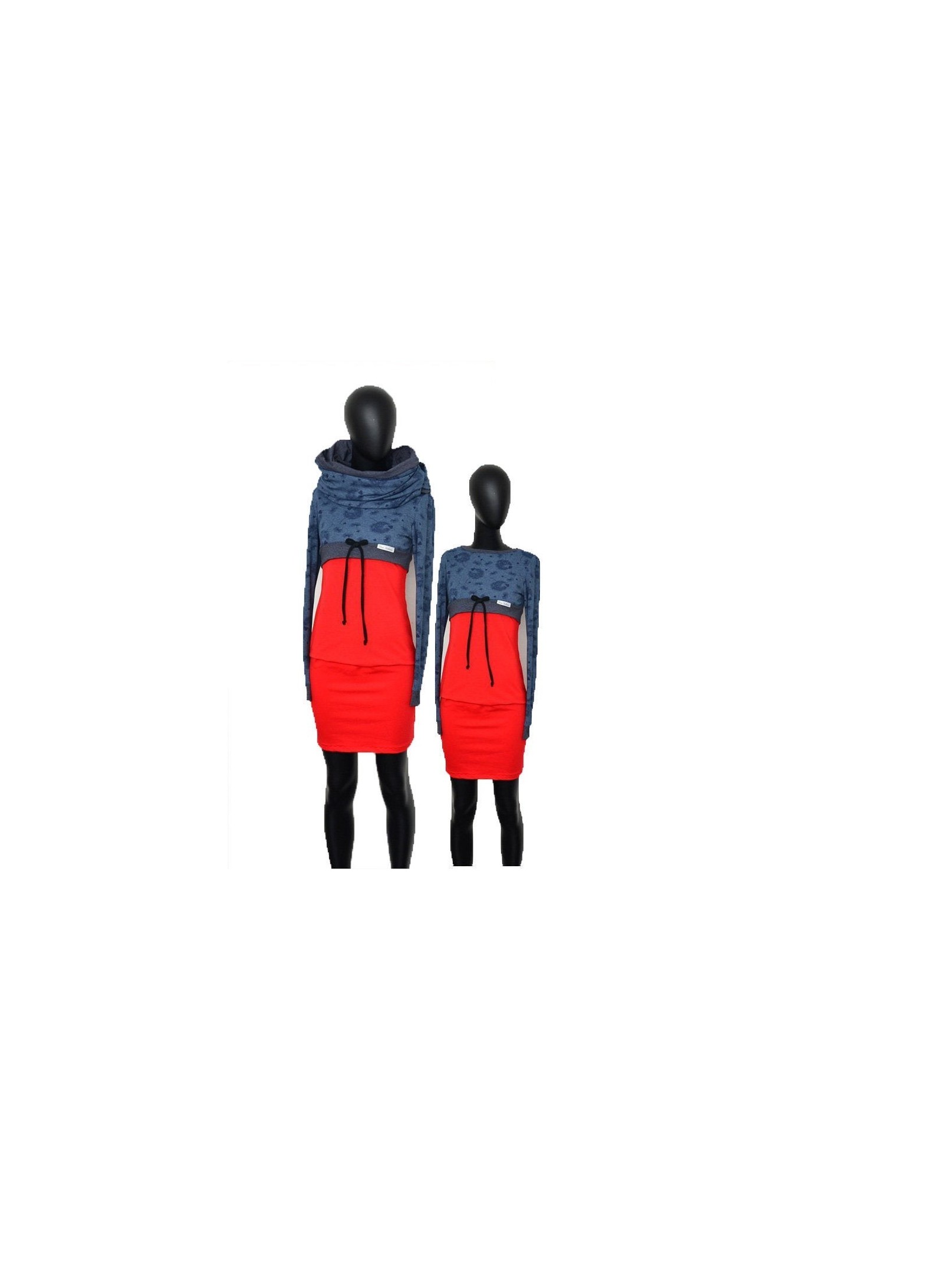A1- Iza Fabian SET + KLEID + LOOP - rot blau blumen damen kleider