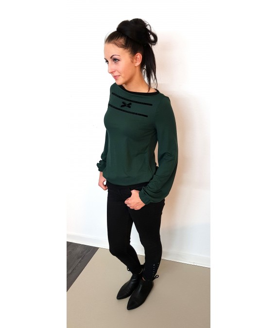 Iza Fabian - Bluse - Longsleeve - AYAa1 - tannengrün damen viskose schwarz schleife