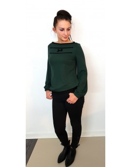 Iza Fabian - Bluse - Longsleeve - AYAa1 - tannengrün damen viskose schwarz schleife