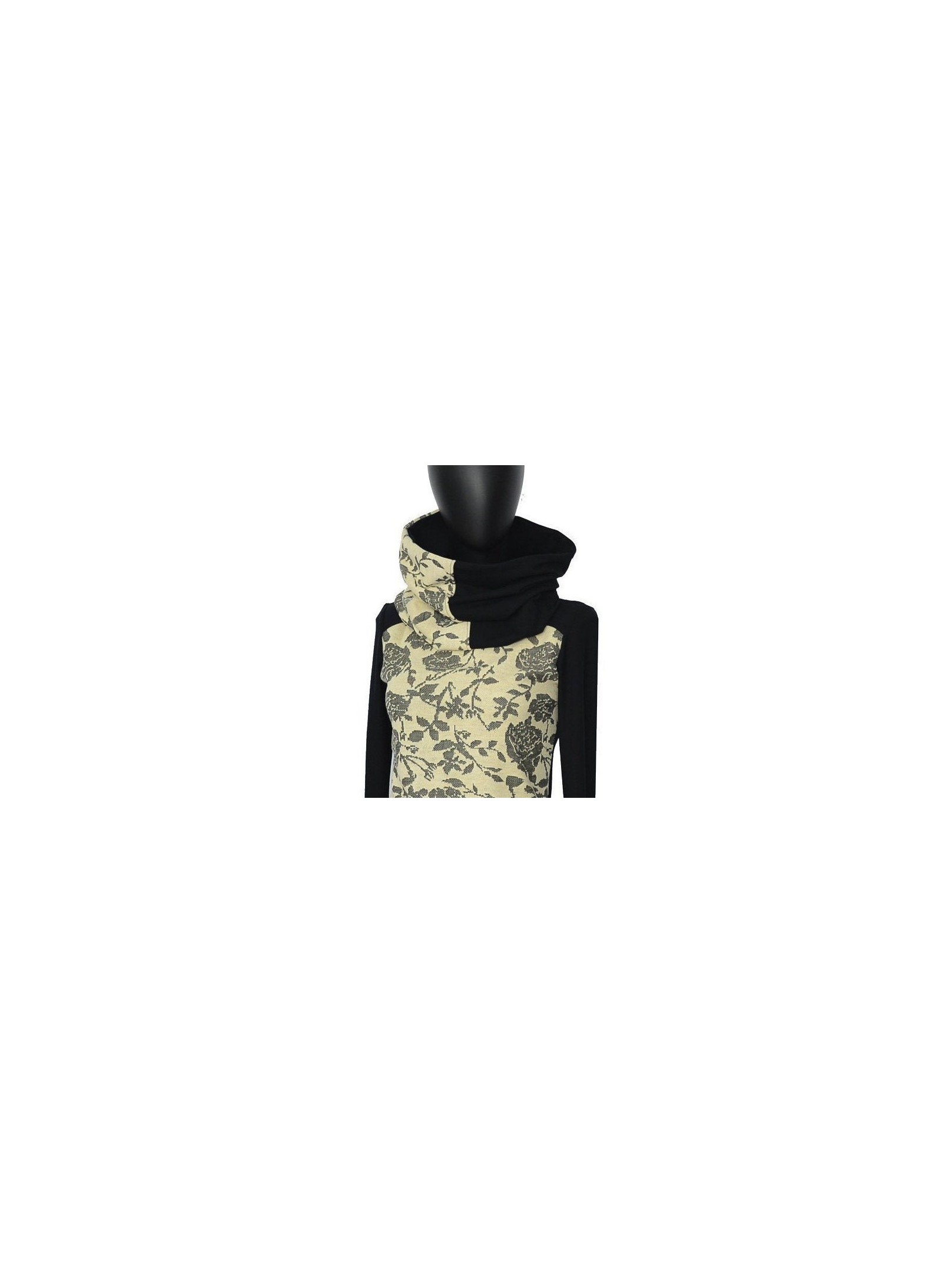 Iza Fabian - Hoodie -BIC12- schwarz blumen sweater creme black flower pullover women