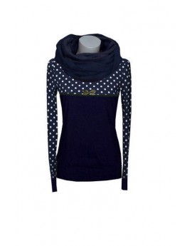 Iza Fabian - Sweat Hoodie -CCX1- navy blau punkte schleife women sweater pullover women blue dots