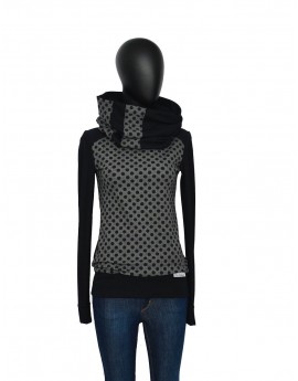 Iza Fabian Hoodie, -BIC15-, schwarz grau sweater pullover women damen dots punkte gray black