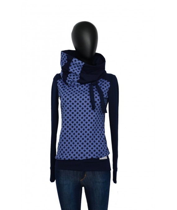 Hoodie -BIC22- blau punkte pullover sweater