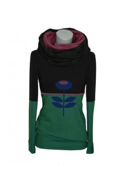 Iza Fabian, SET, Pullover und Loop, schwarz, weinrot, grün, apllikation.