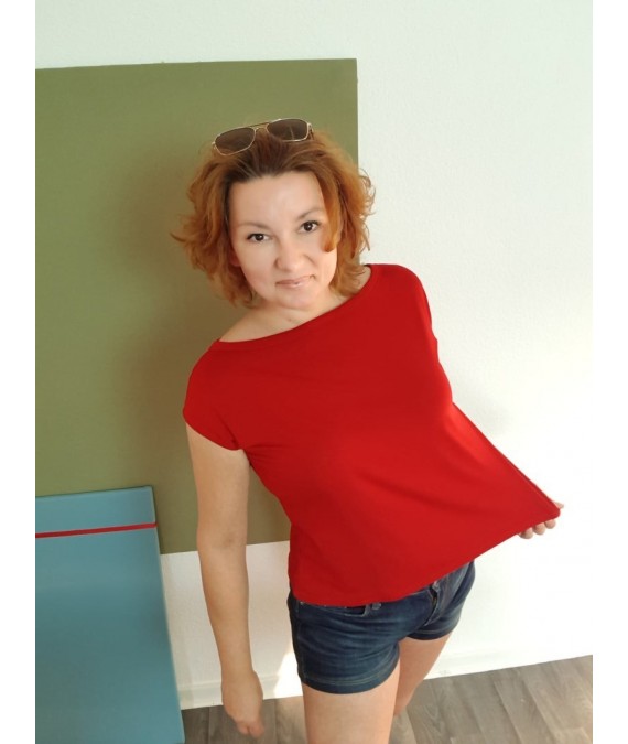 Iza Fabian Shirt - XL2 - damen oberteil t-shirt mode rot red uni women