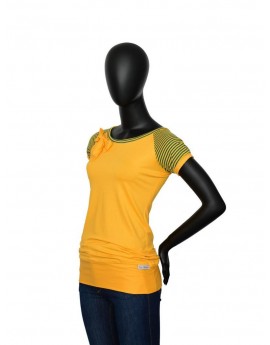 Shirt Green Yellow- A1 streifen gelb petrol yellow strips streifen damen women ladies schleife