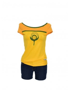 Iza Fabian, T-Shirt -YELLOW 1 - gelb streifen schleife blume