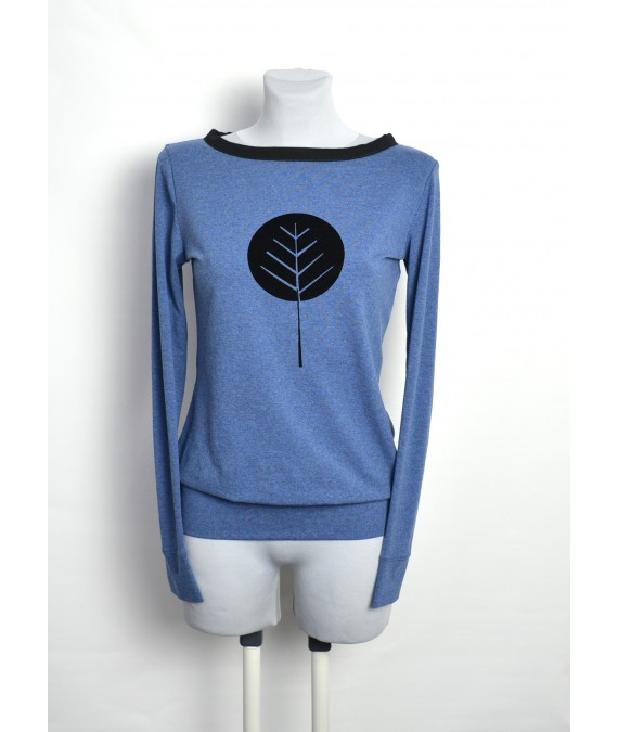 Iza Fabian , Damen Longshirt in Blau, Schwarz, Applikation, Designer Mode.