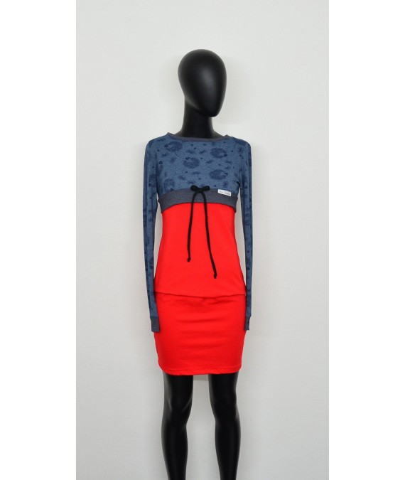 Iza Fabian, SET, KLEID, LOOP , rot blau blumen damen kleider