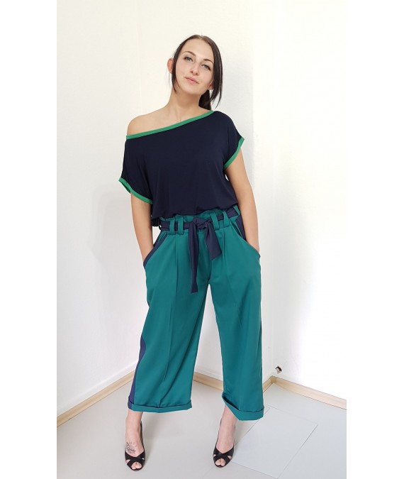 SALE, gr. 42-44,  Hose Petrol Marine Blau, Viskose.