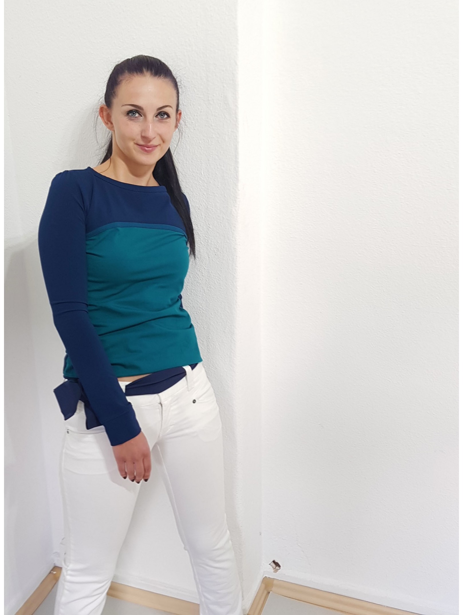 Iza Fabian Shirt - AGA3 - damen women longsleeve pullover sweater petrol uni blau navy