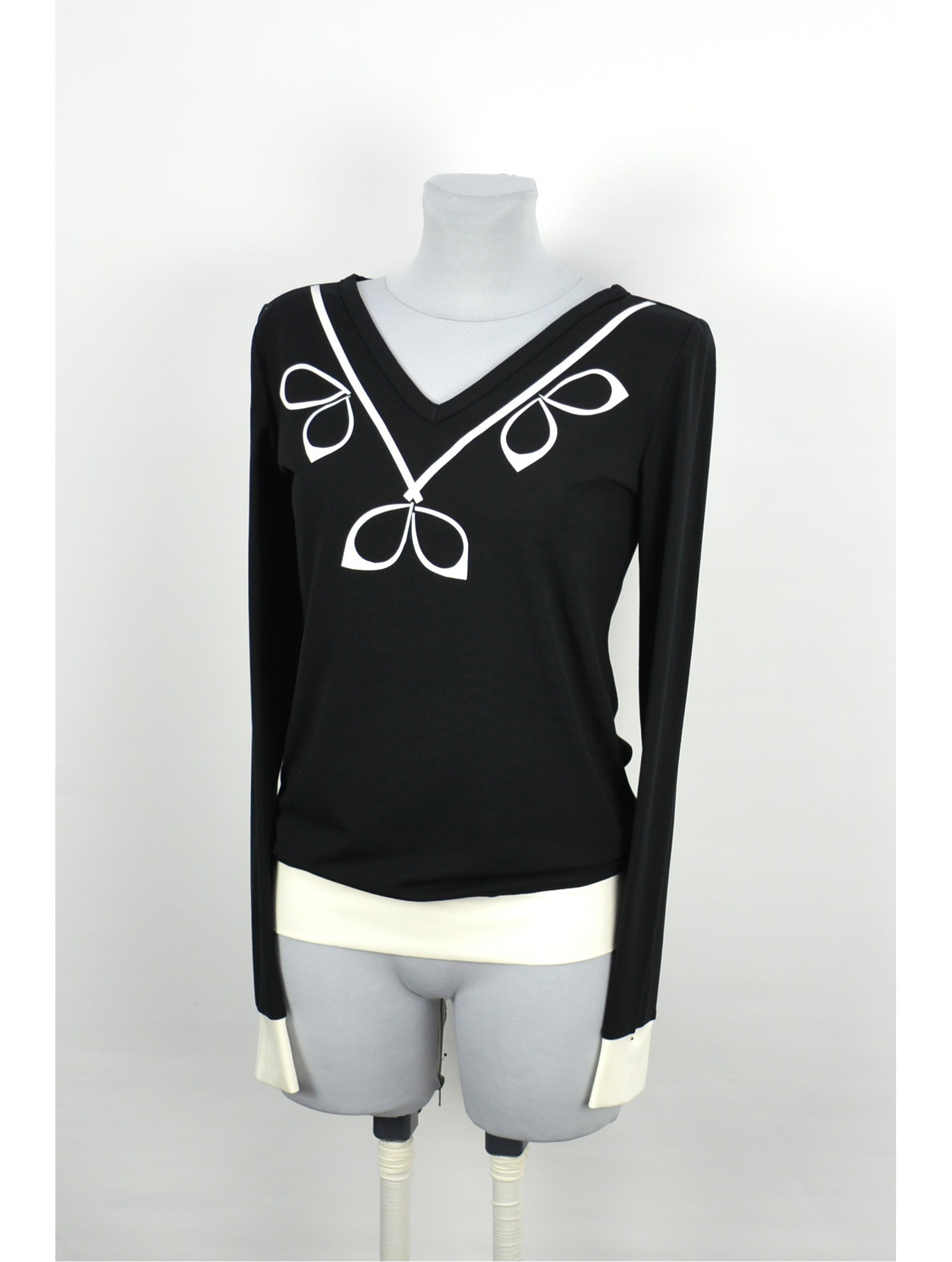 Iza Fabian, Damen Longsleeve, schwarz, weiss, blumen, designer pullover, Iza Fabian, Damen Longsleeve, schwarz, weiss, blumen, designer pullover,